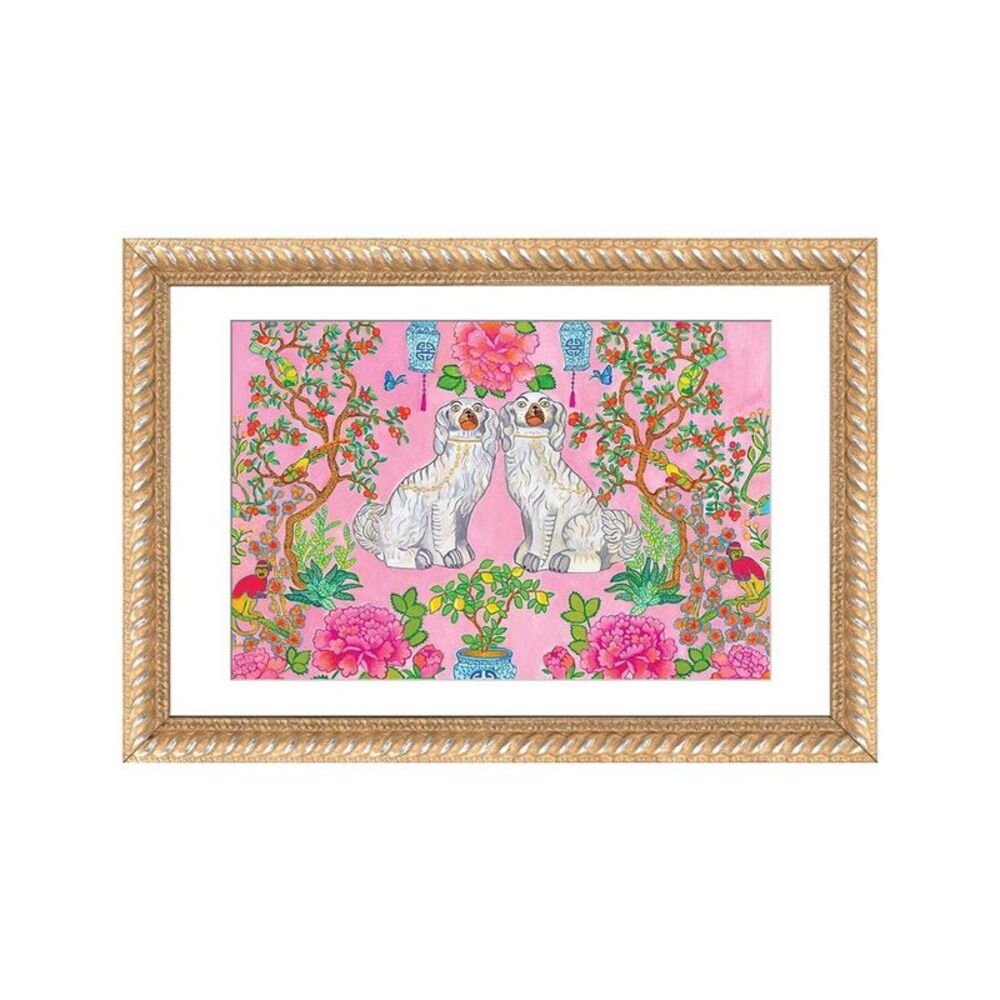 Staffordshire Dogs Chinoiserie In Pink By Green Orchid Boutique Wall Art